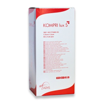 Kompresy gazowe 7,5cm x 7,5cm KOMPRI lux S jałowe